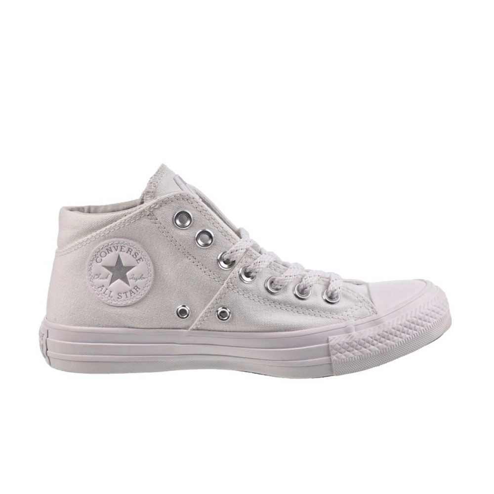 White Converse w/ Silver Detail